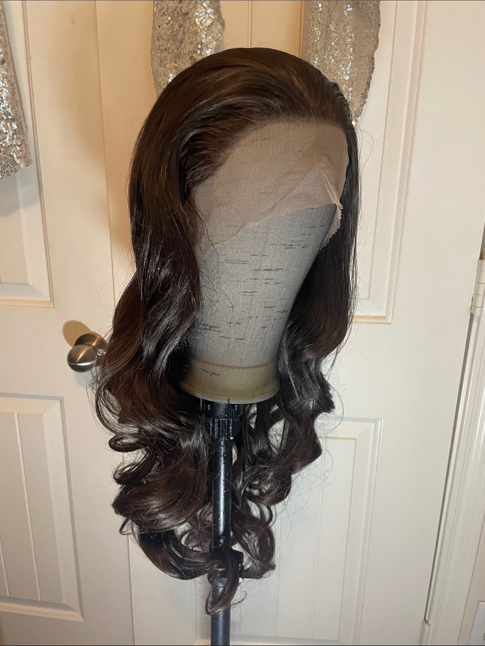 Lace Front Women's Long Wavy Wig - Dark Brown
